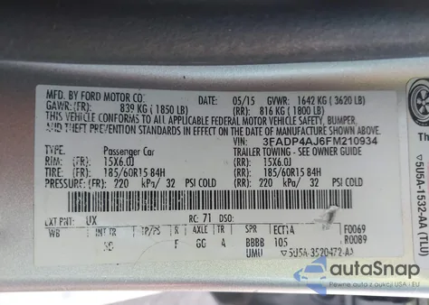 2015 Ford Fiesta S from USA, damaged, VIN 3FADP4AJ6FM210934